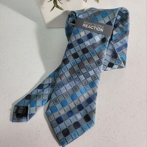 Kenneth Cole Reaction Blue‎ Checkered Tie